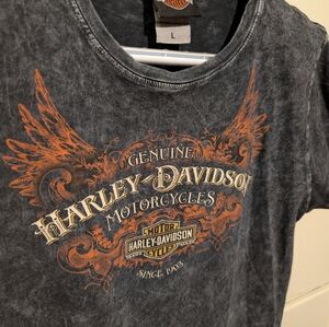 Harley-Davidson Black Tee with Orange Wings